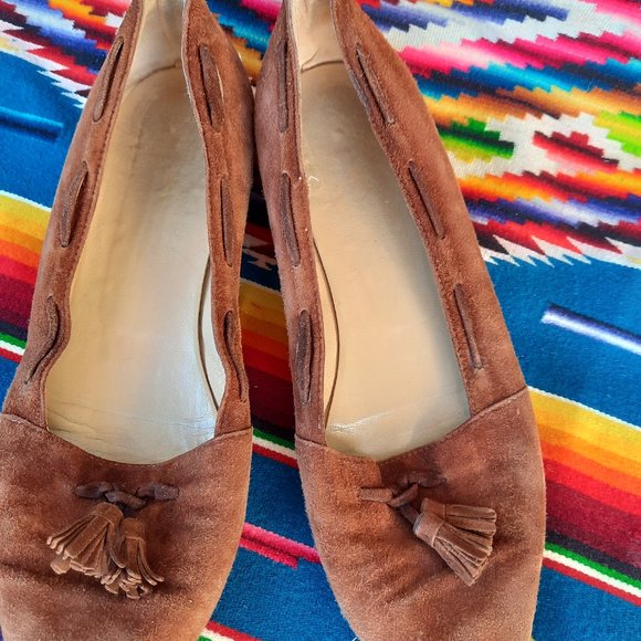 Ralph Lauren Womens Suede  Tassel Loafer 8 1/2 B Vintage made in Italy - Picture 2 of 6